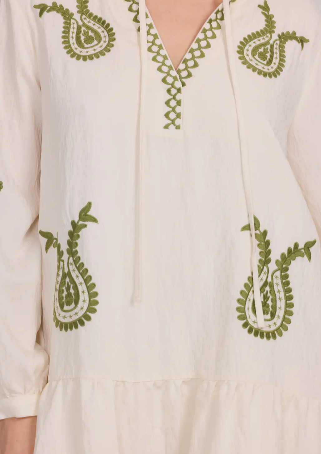 Bohemian Green Embroidery Tunic Dress