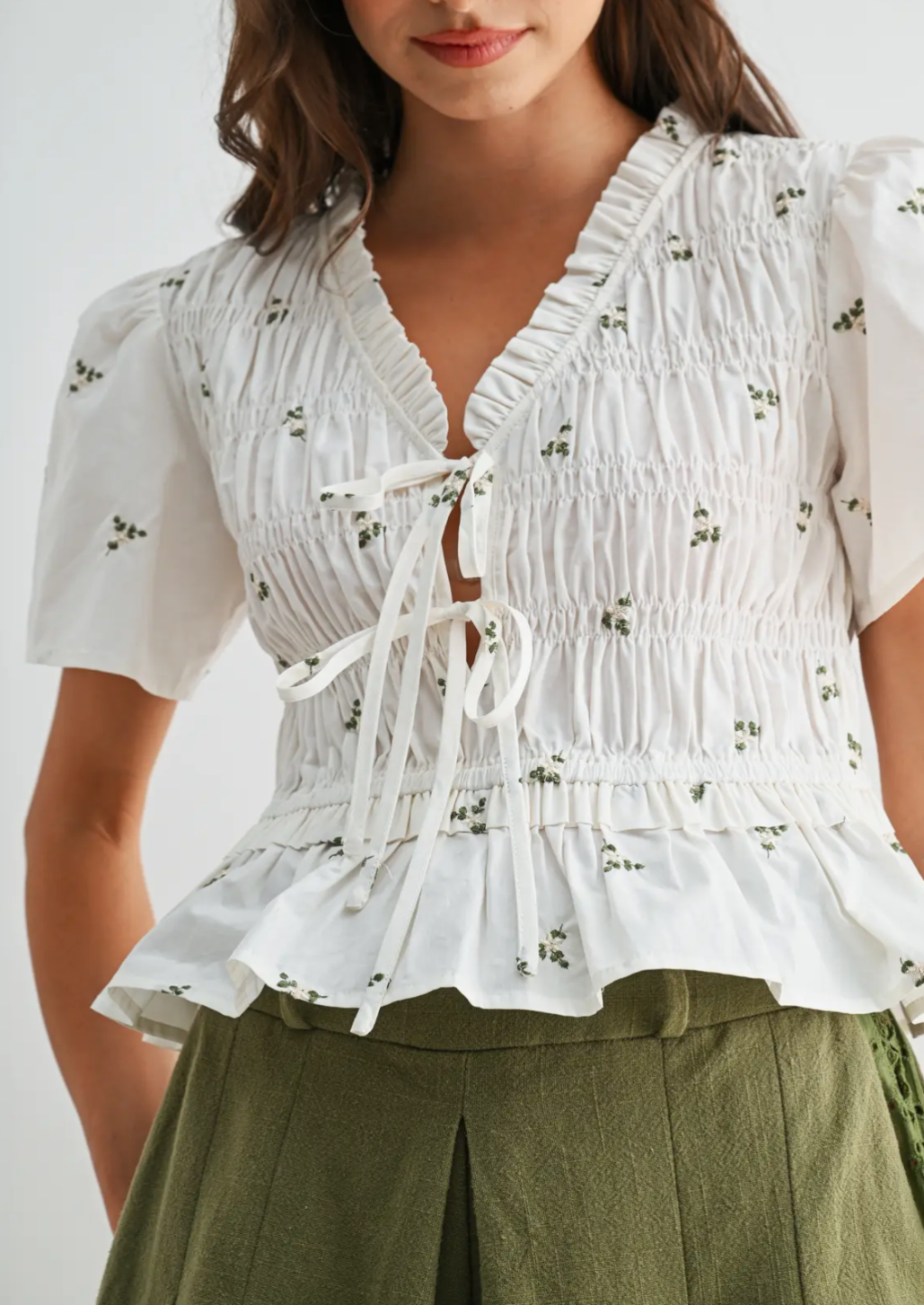 Alice Embroidery Cotton Peplum Blouse