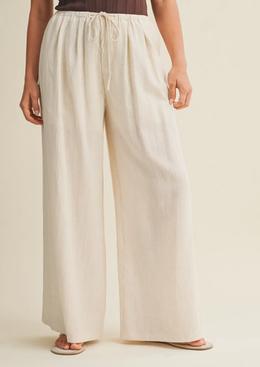 Elastic Waist Tuck Detail Trousers