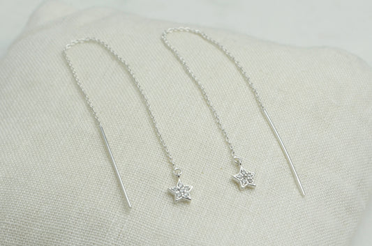 Sterling Silver Star Ear Threads