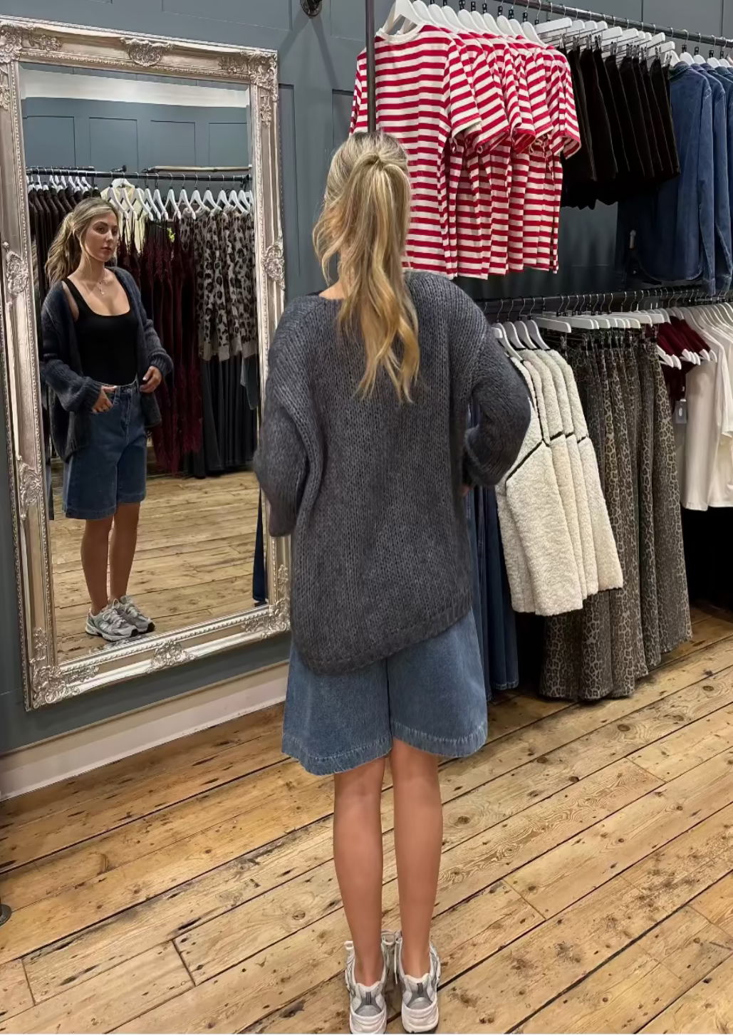 Oversized Dark Grey Bernadette Cardigan