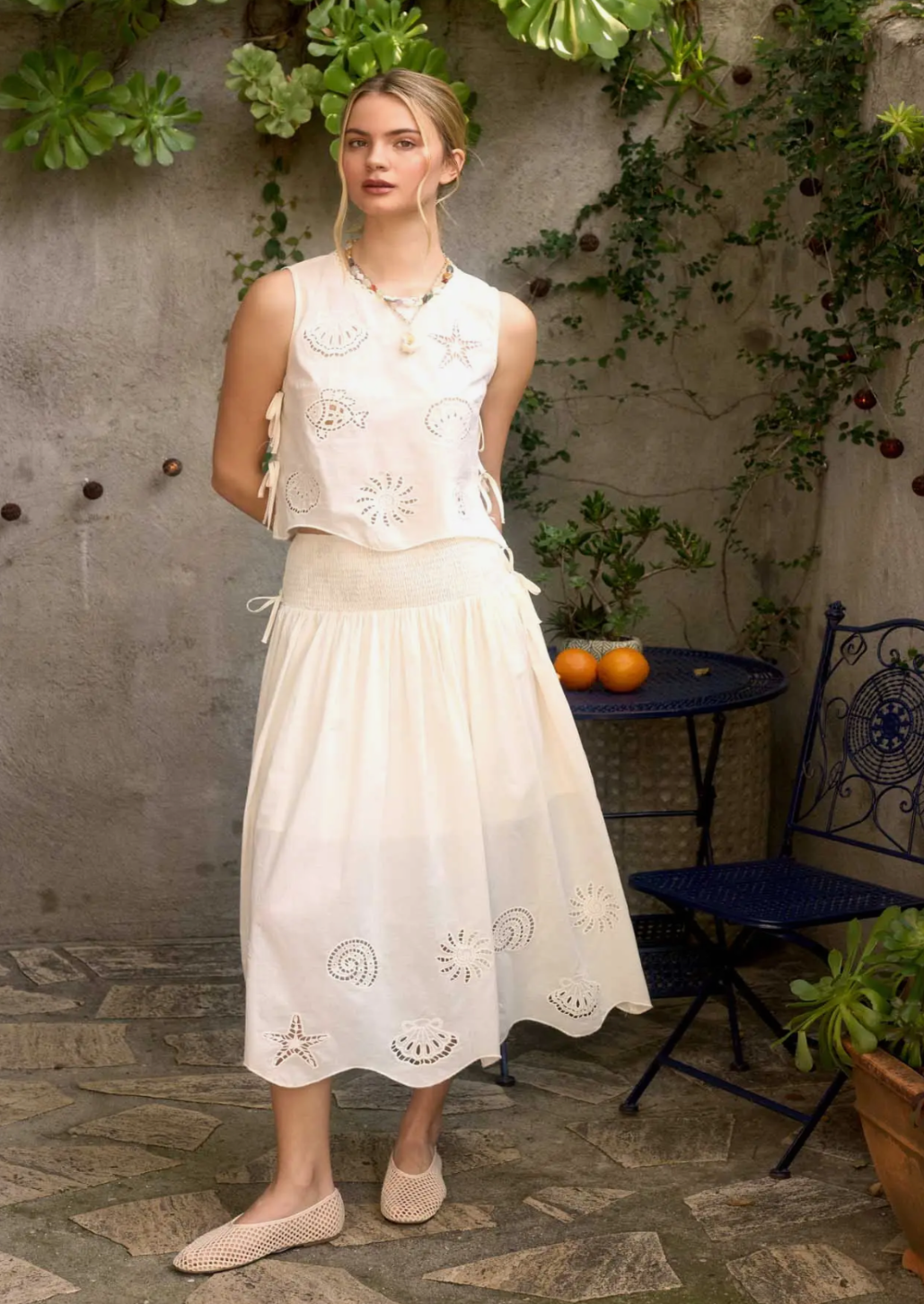 Nautical Eyelet Tie Detail Top