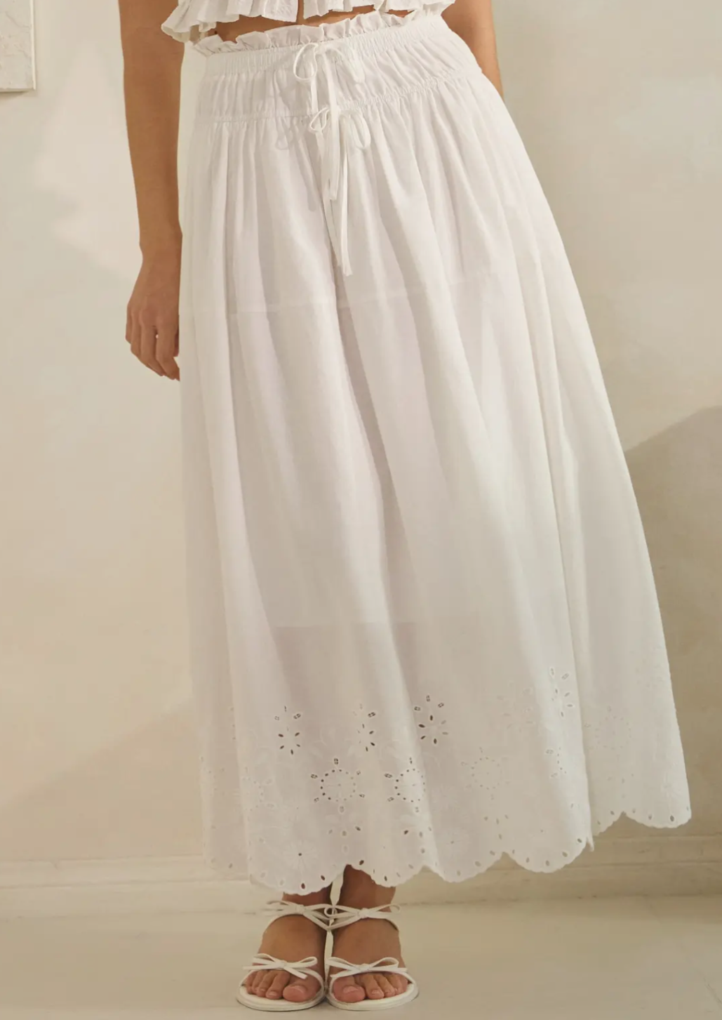 Eyelet Midi Skirt