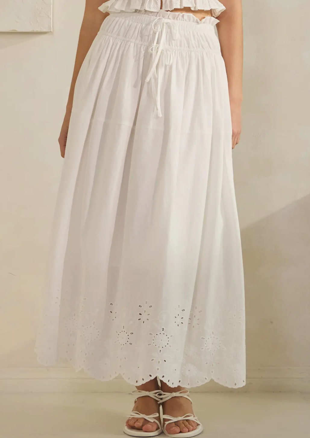 Eyelet Midi Skirt