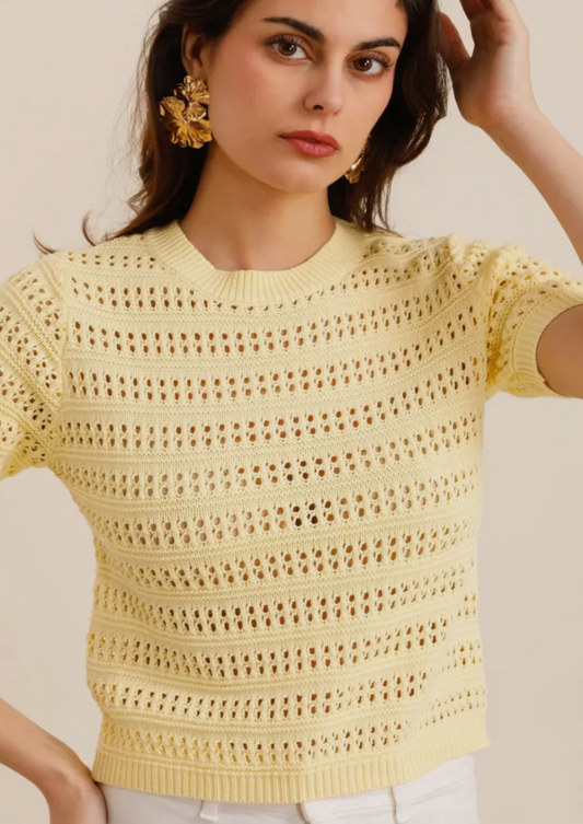 Knitted Yellow Short Sleeve Top