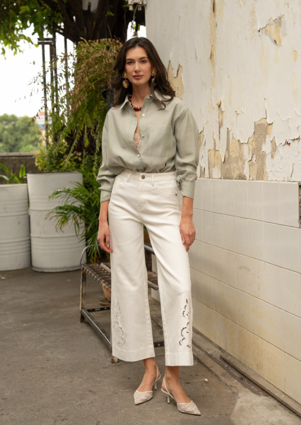 Clara Cut Out Wide Leg Jean