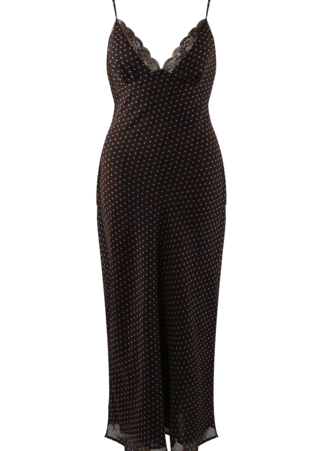 Polka Dot Lace Trim Maxi Dress