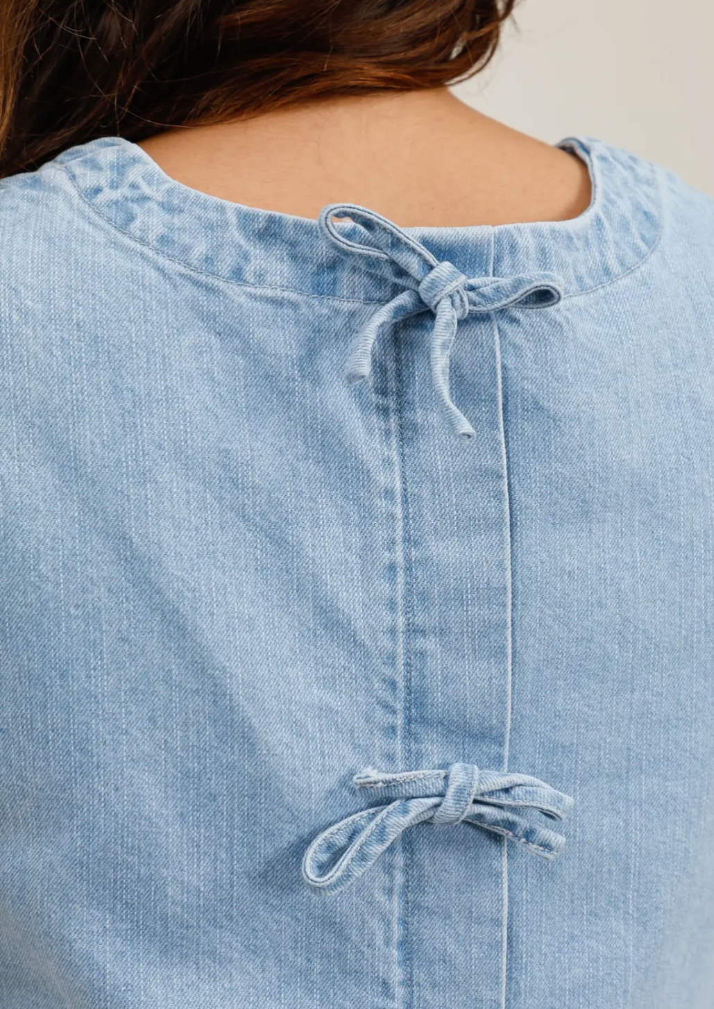 Denim Pale Blue Bow Top