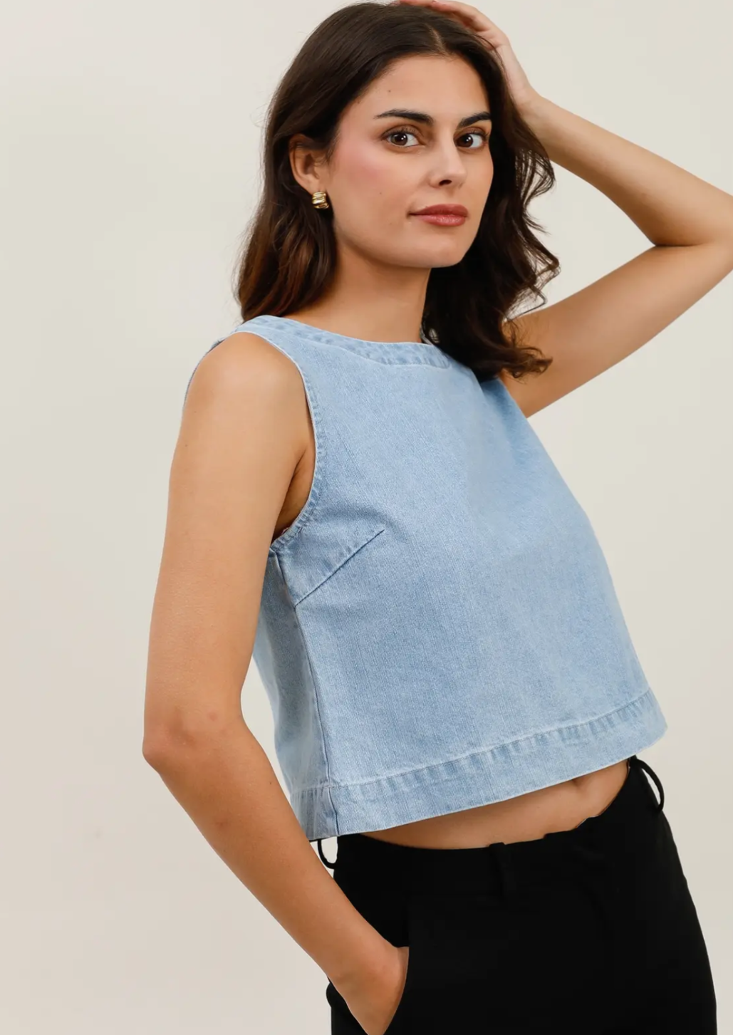 Denim Pale Blue Bow Top