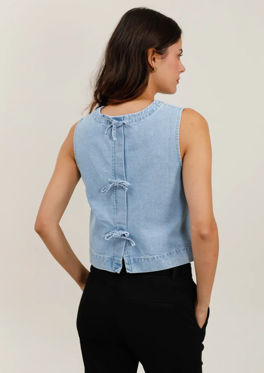 Denim Pale Blue Bow Top