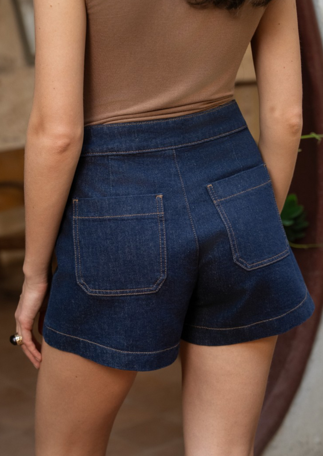 6 Button Raw Blue Victorine Shorts