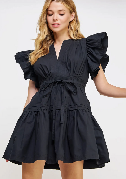 Flutter Poplin Mini Dress