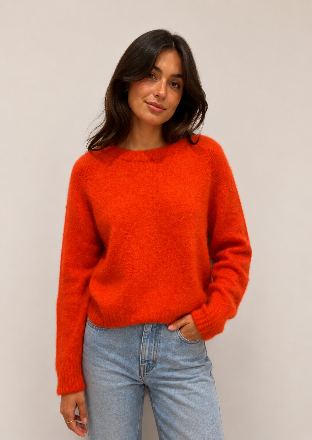 Orange Red Alpaca Crew Jumper