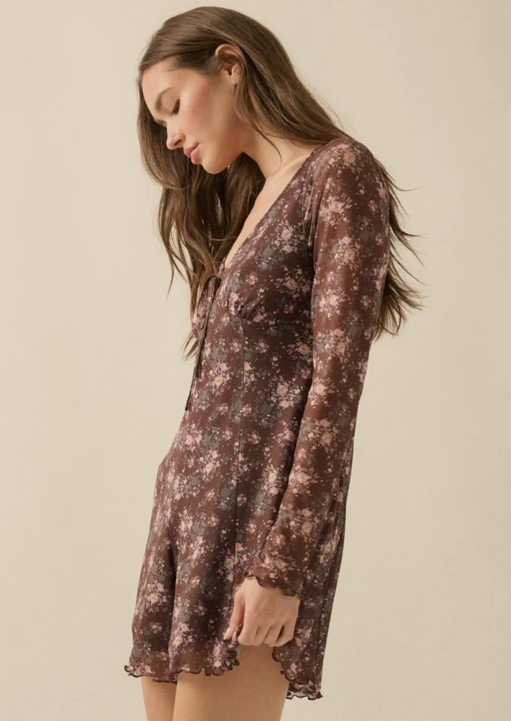 Floral Print Mesh Romper