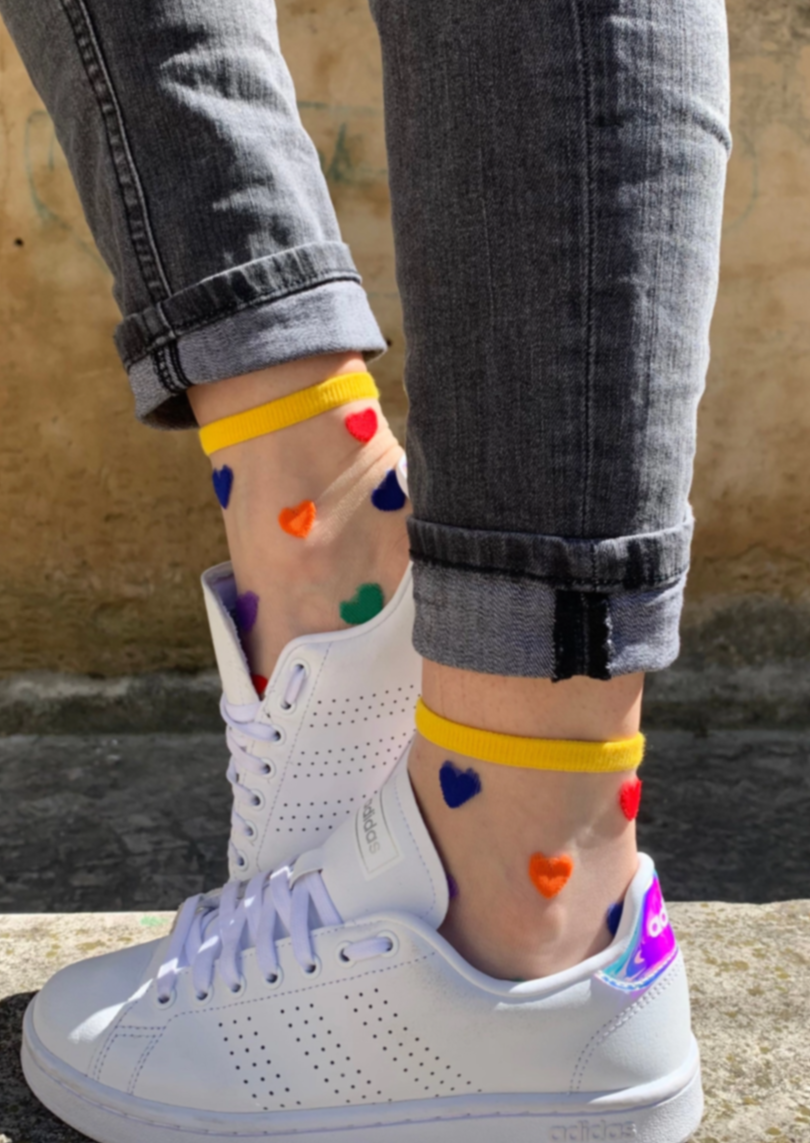 Tutu Multi-coloured Love Heart Socks