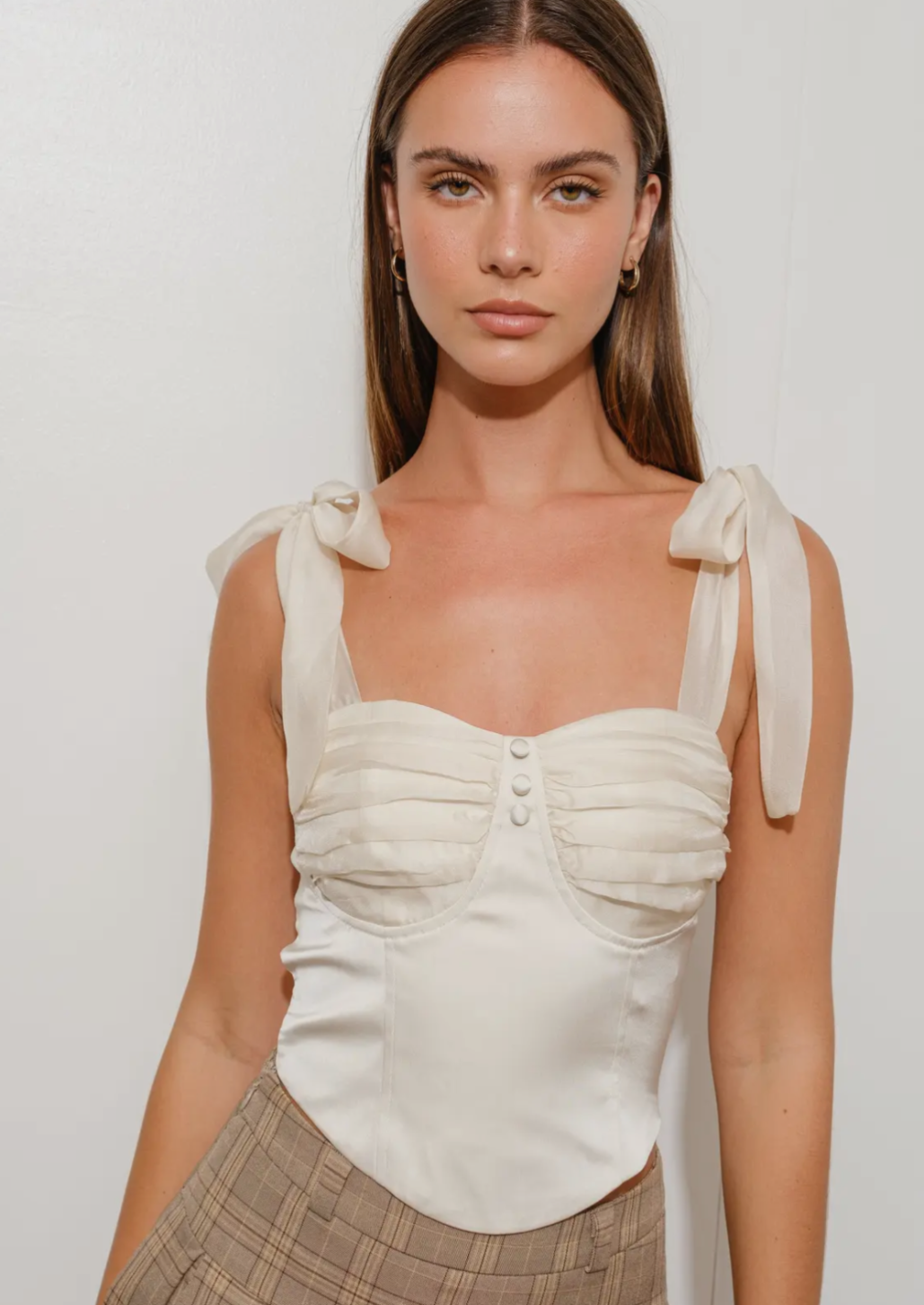Bow Strap Satin Bustier