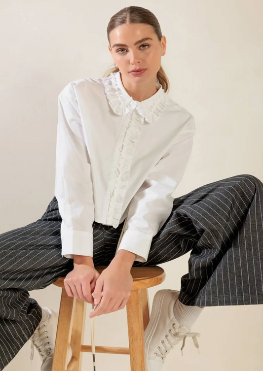 Cropped Solid Woven Shirt