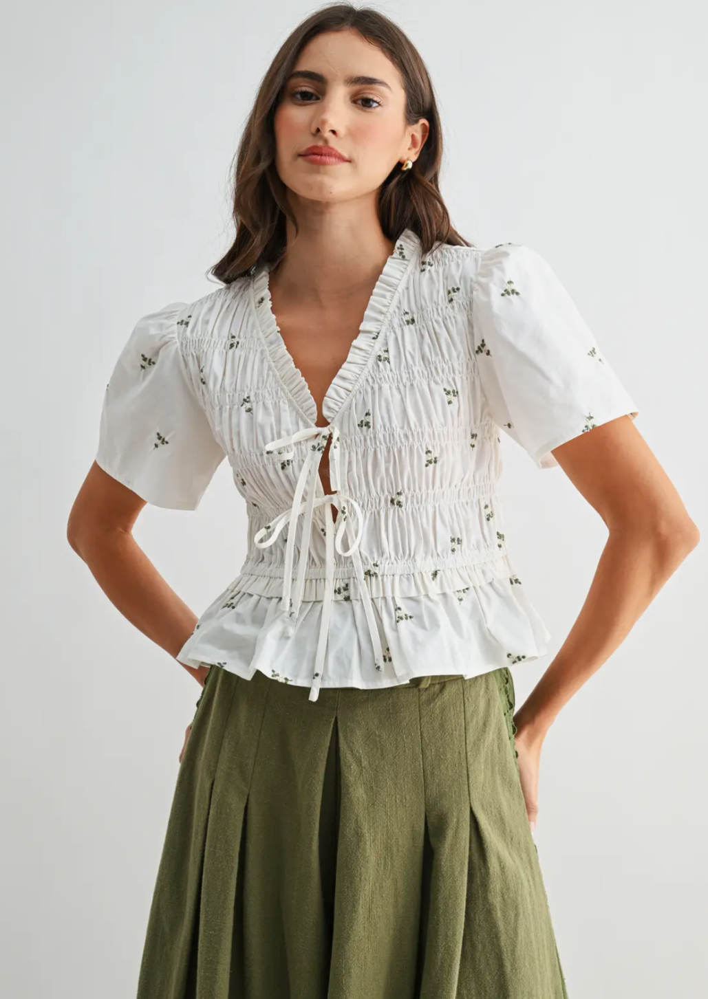 Alice Embroidery Cotton Peplum Blouse