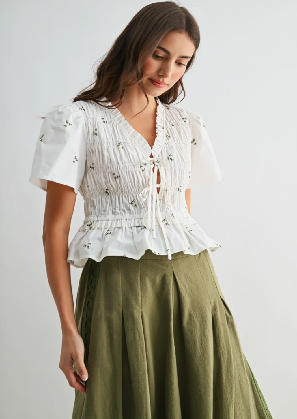Alice Embroidery Cotton Peplum Blouse
