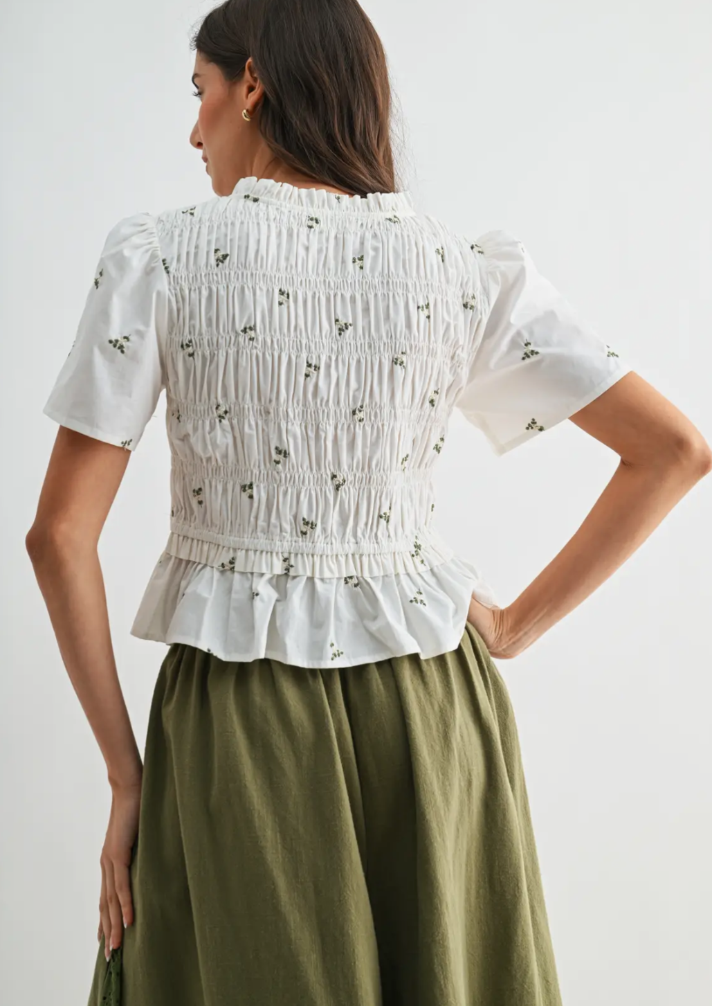 Alice Embroidery Cotton Peplum Blouse