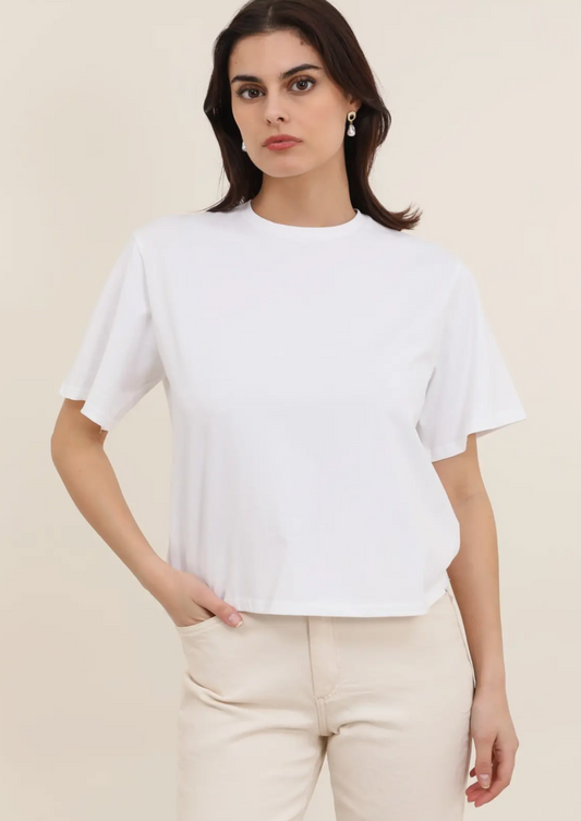 Boxy White Cotton T-Shirt