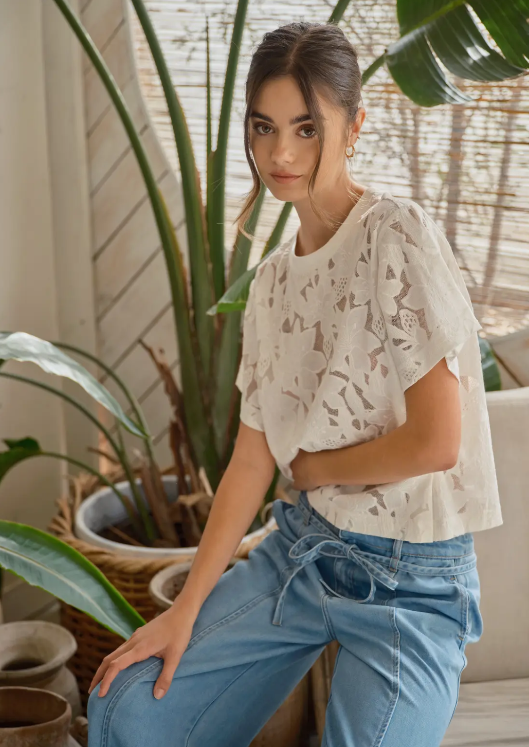 Lace Floral T Shirt