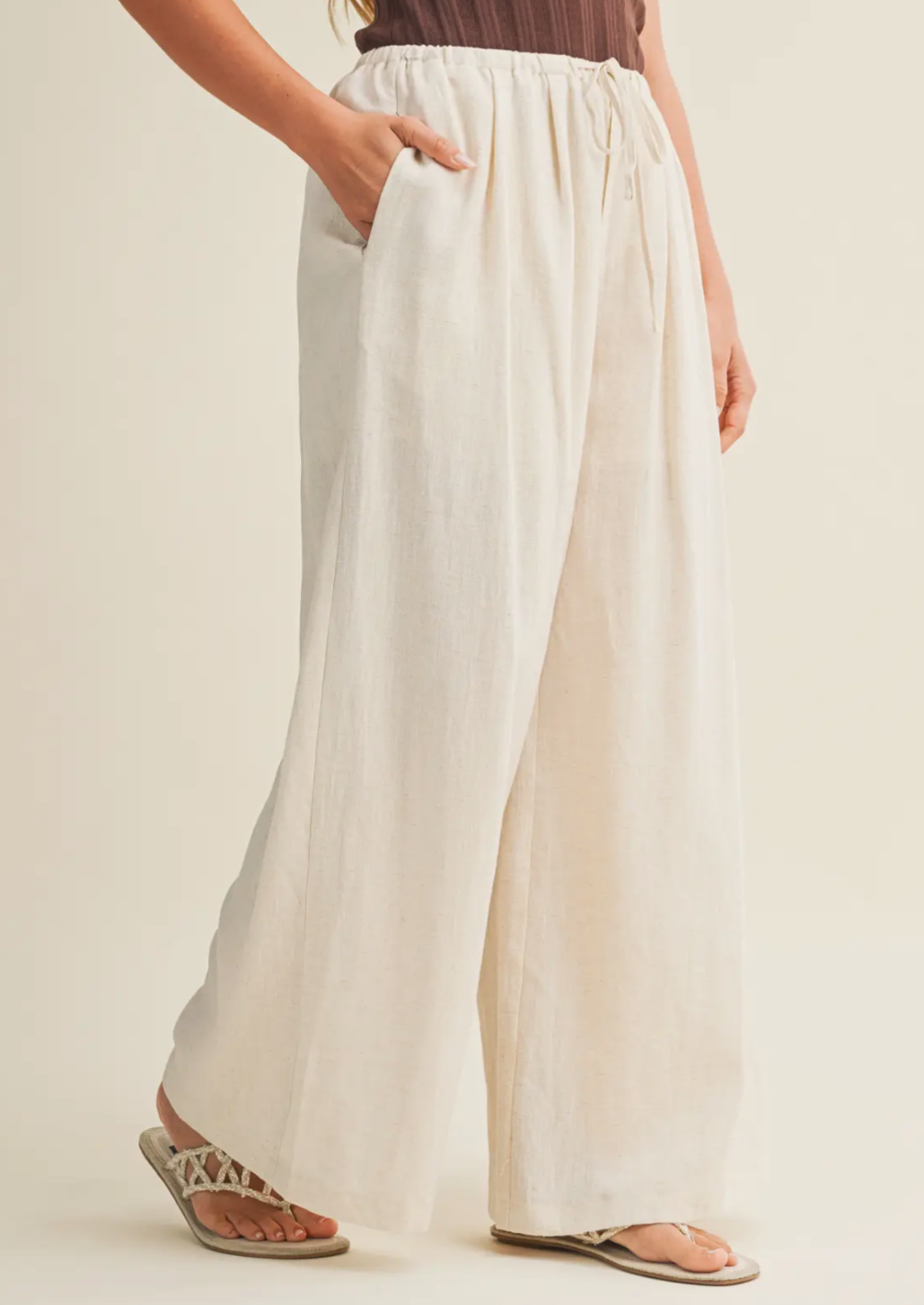 Elastic Waist Tuck Detail Trousers
