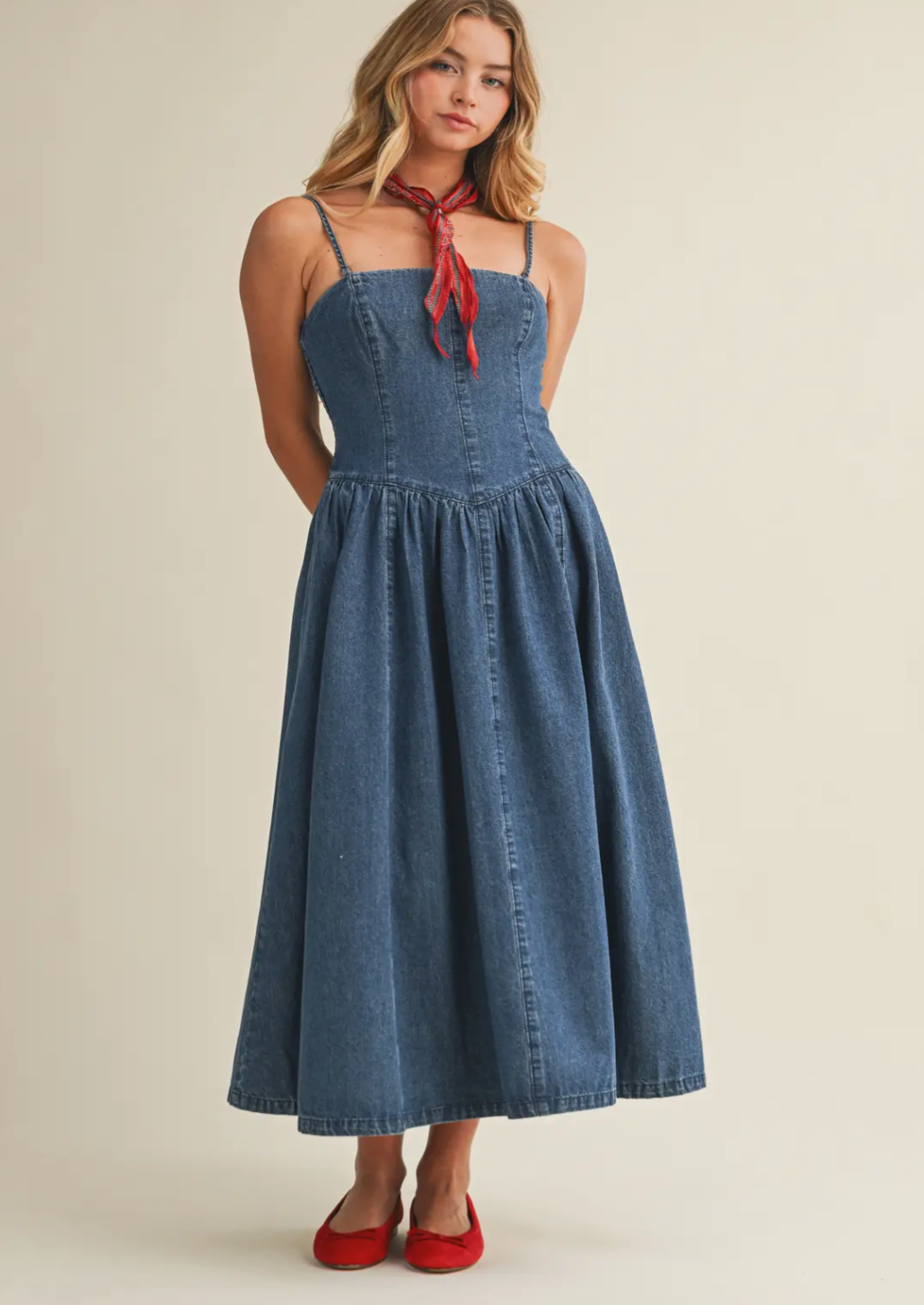 Detachable Strap Denim Dress