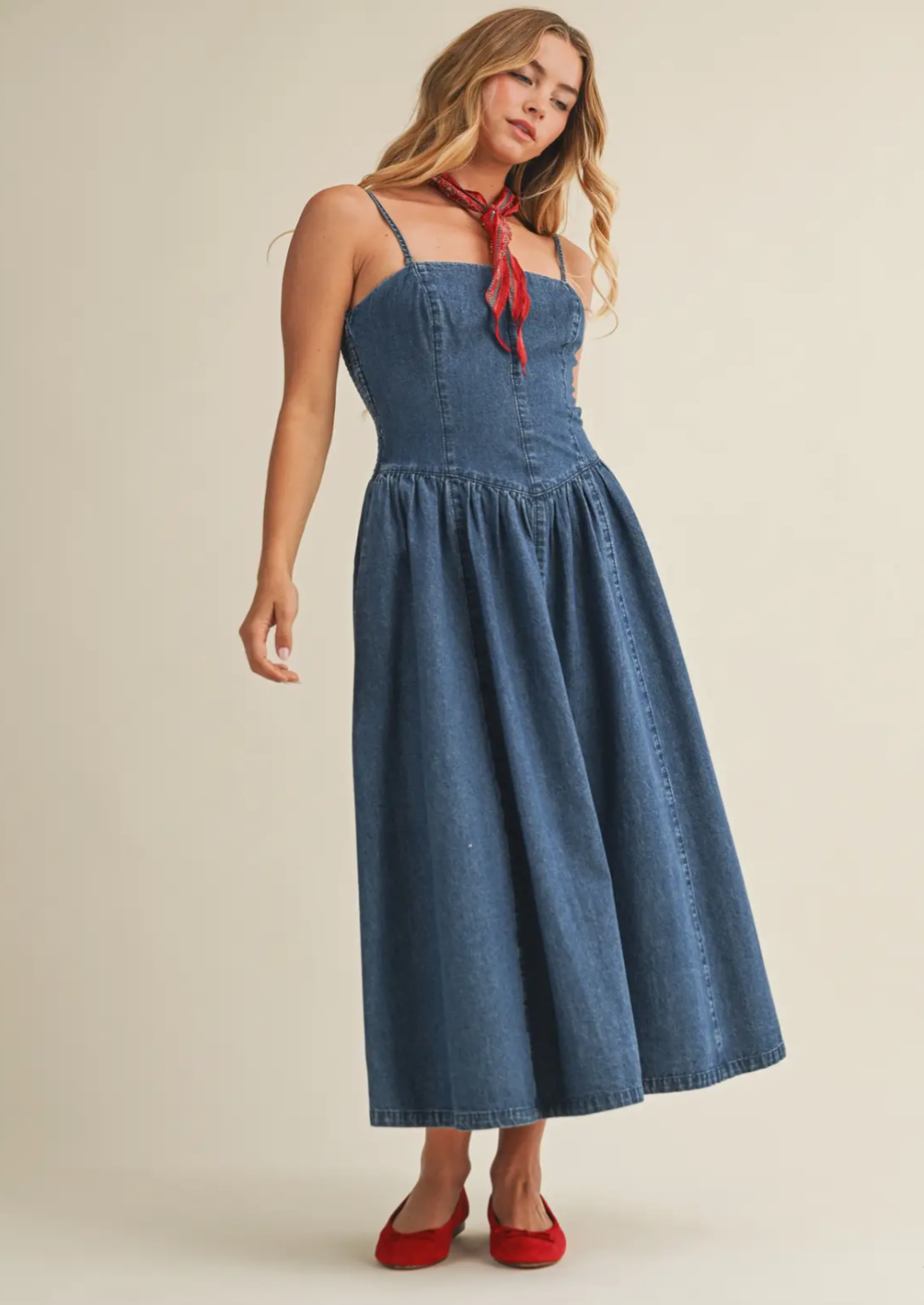 Detachable Strap Denim Dress