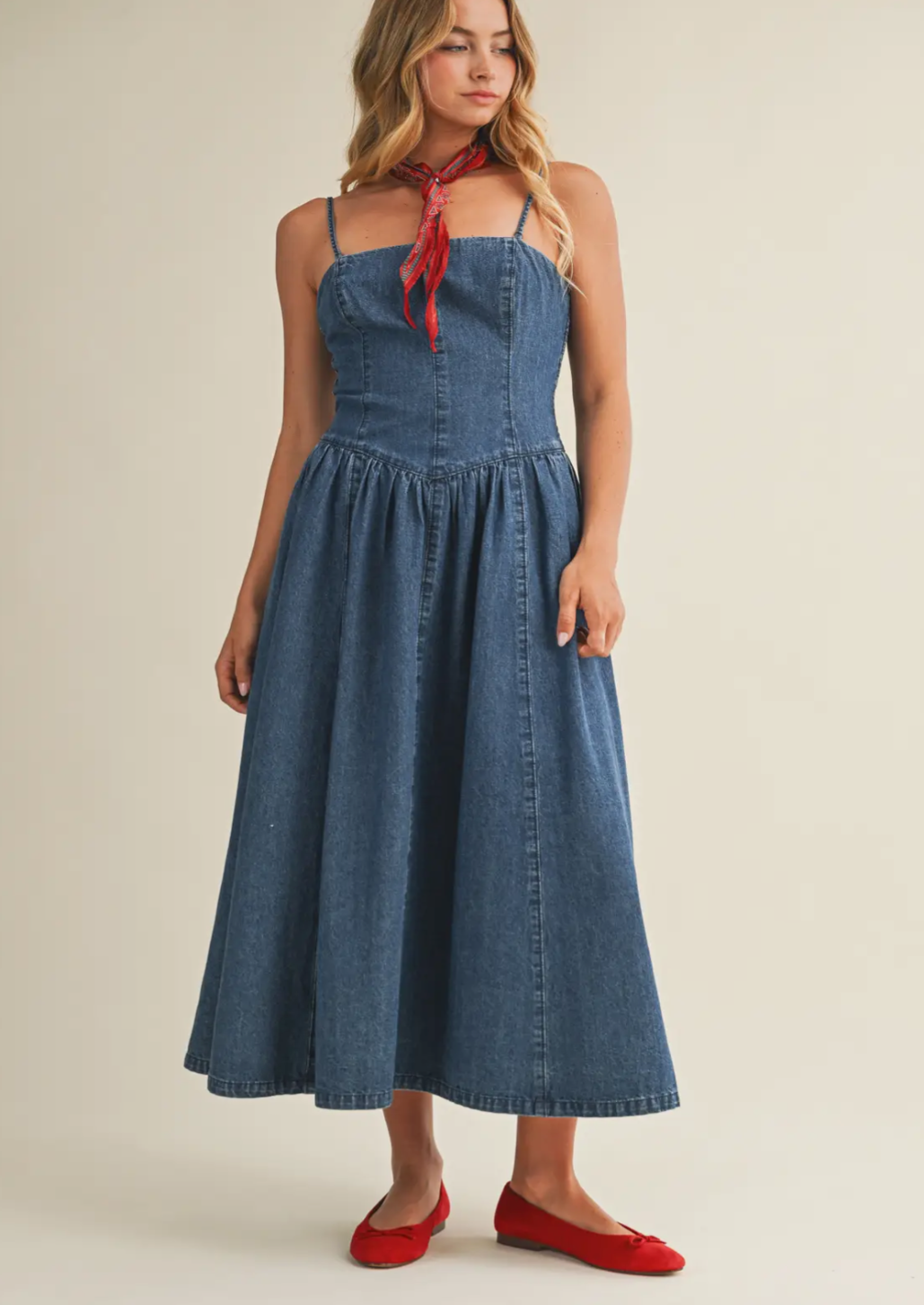 Detachable Strap Denim Dress