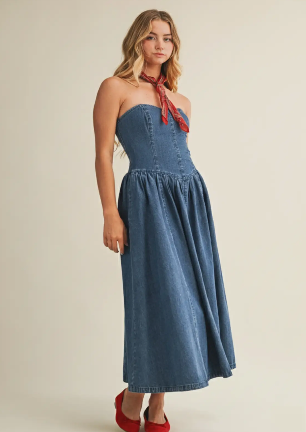Detachable Strap Denim Dress