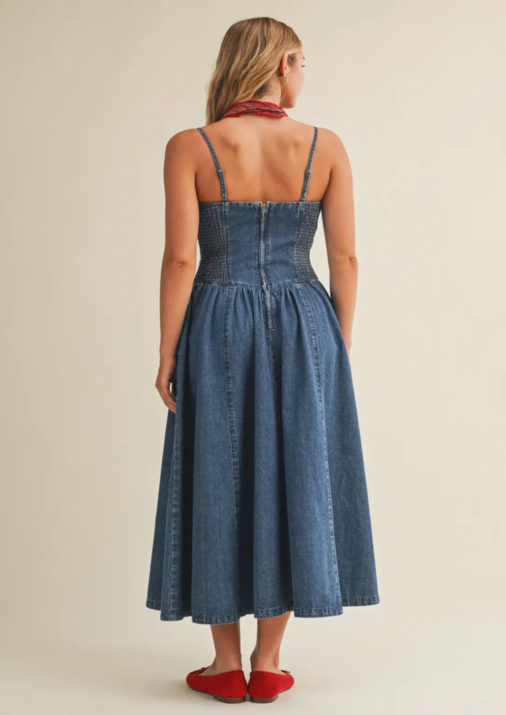 Detachable Strap Denim Dress