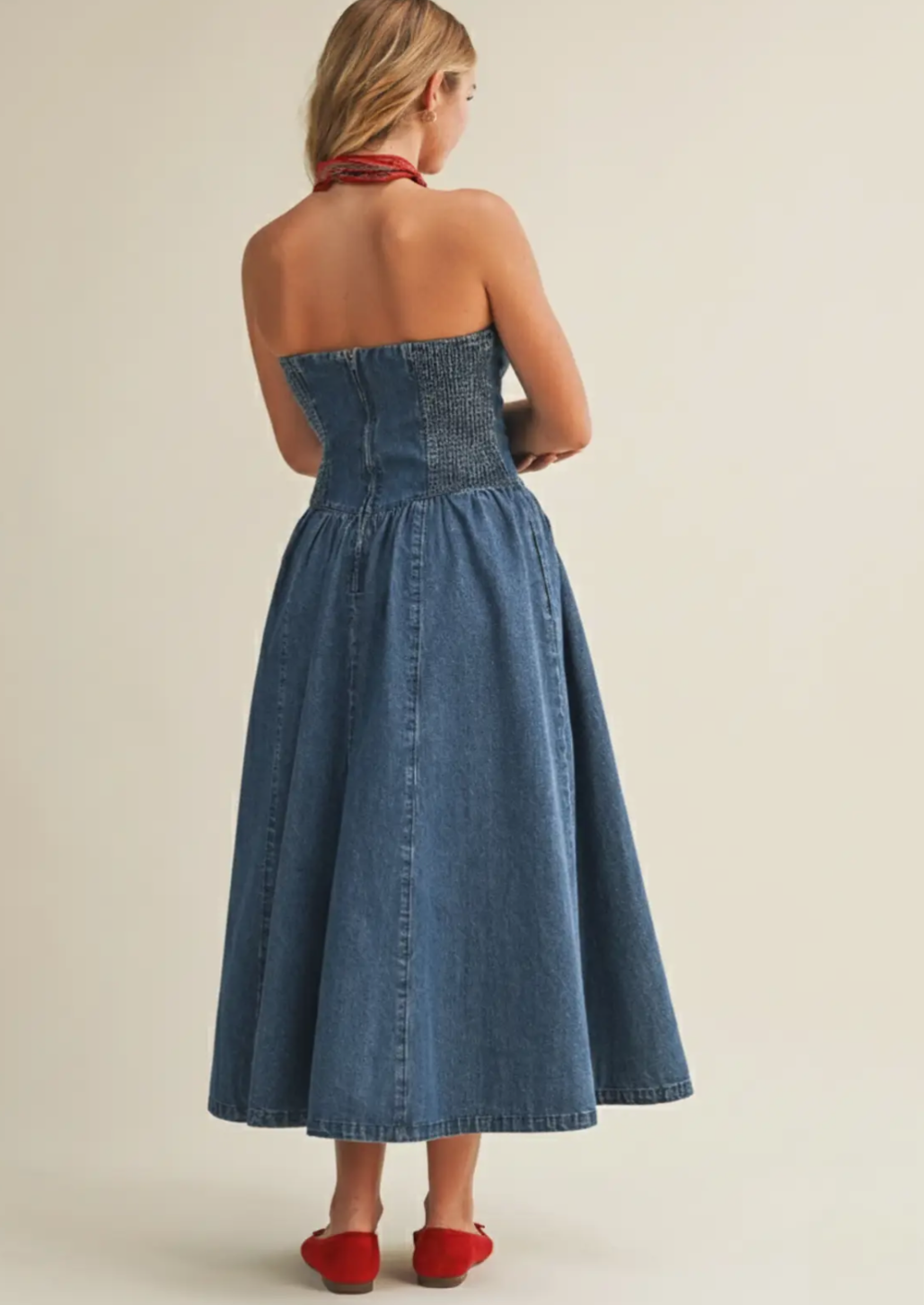 Detachable Strap Denim Dress
