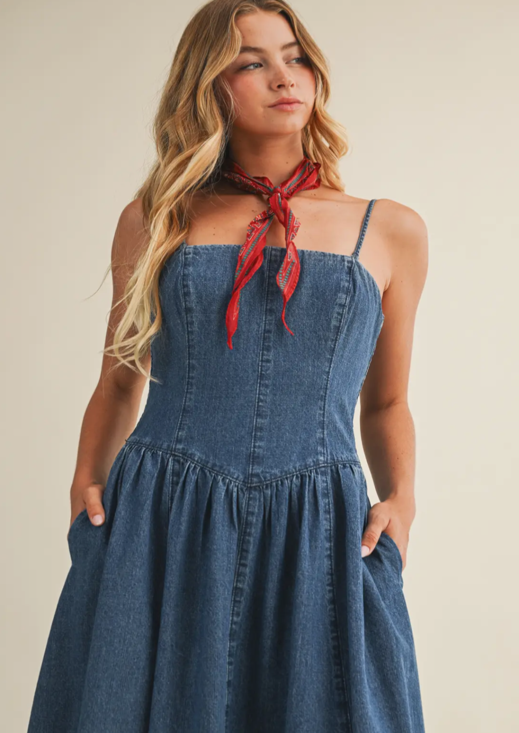 Detachable Strap Denim Dress