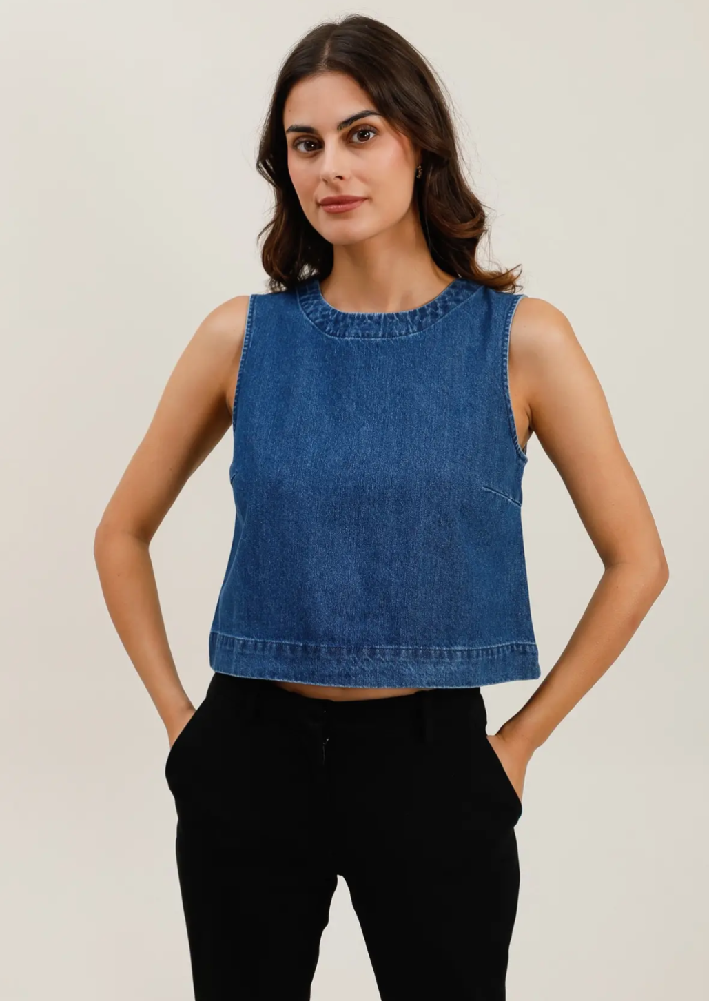 Denim Bow Top