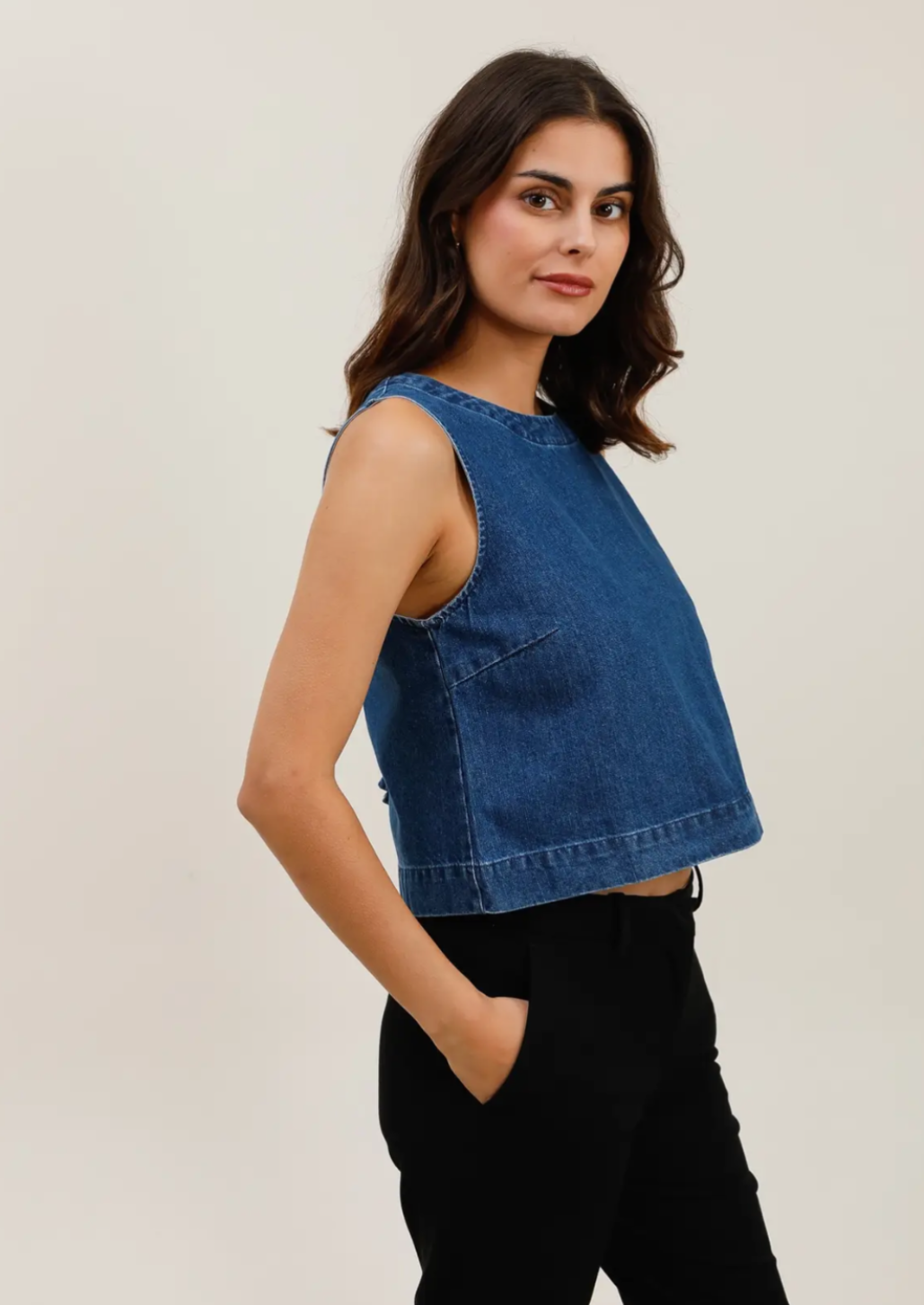Denim Bow Top